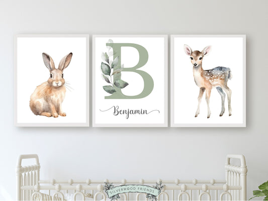 Create a personalised touch in your baby's nursery or gift a cherished keepsake with our gorgeous Woodland Animal Custom Name Nursery Prints. Perfect for your woodland nursery decor and as a woodland baby shower gift.